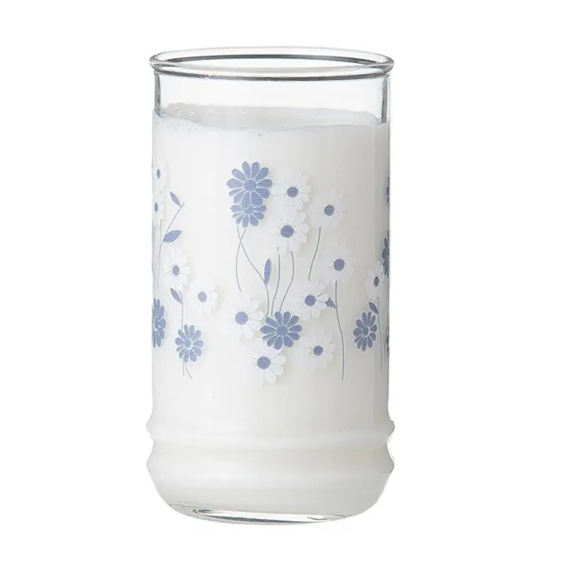 1Pc Glass Cup Coffee Water Milk Mug Flower Pattern Office Teacup Home |