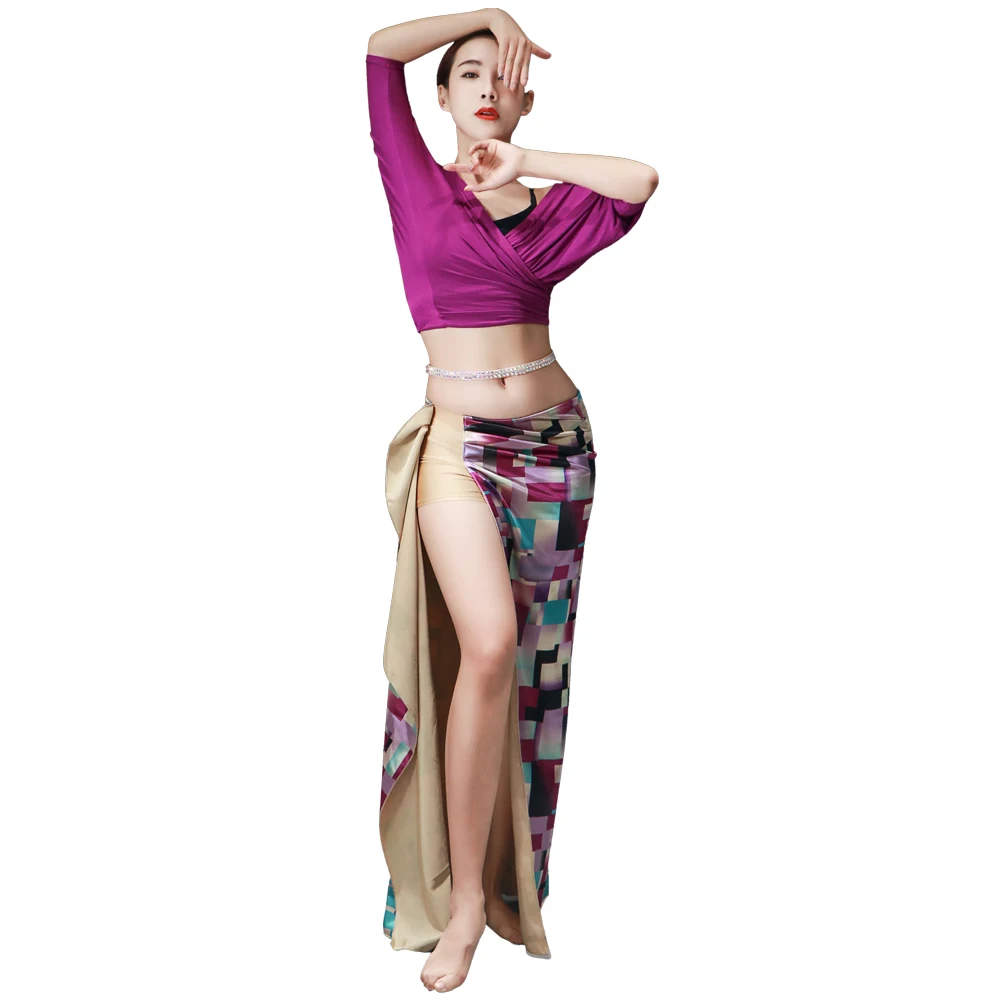 

Костюм женский для танца живота, костюм для восточных танцев, тренировочная юбка, танцевальное платье, одежда для выступлений