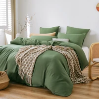 green duvet covers washed cotton like soft queen duvet cover set 3 pieces with zipper closure bedding set 90x90 2 pillow shams