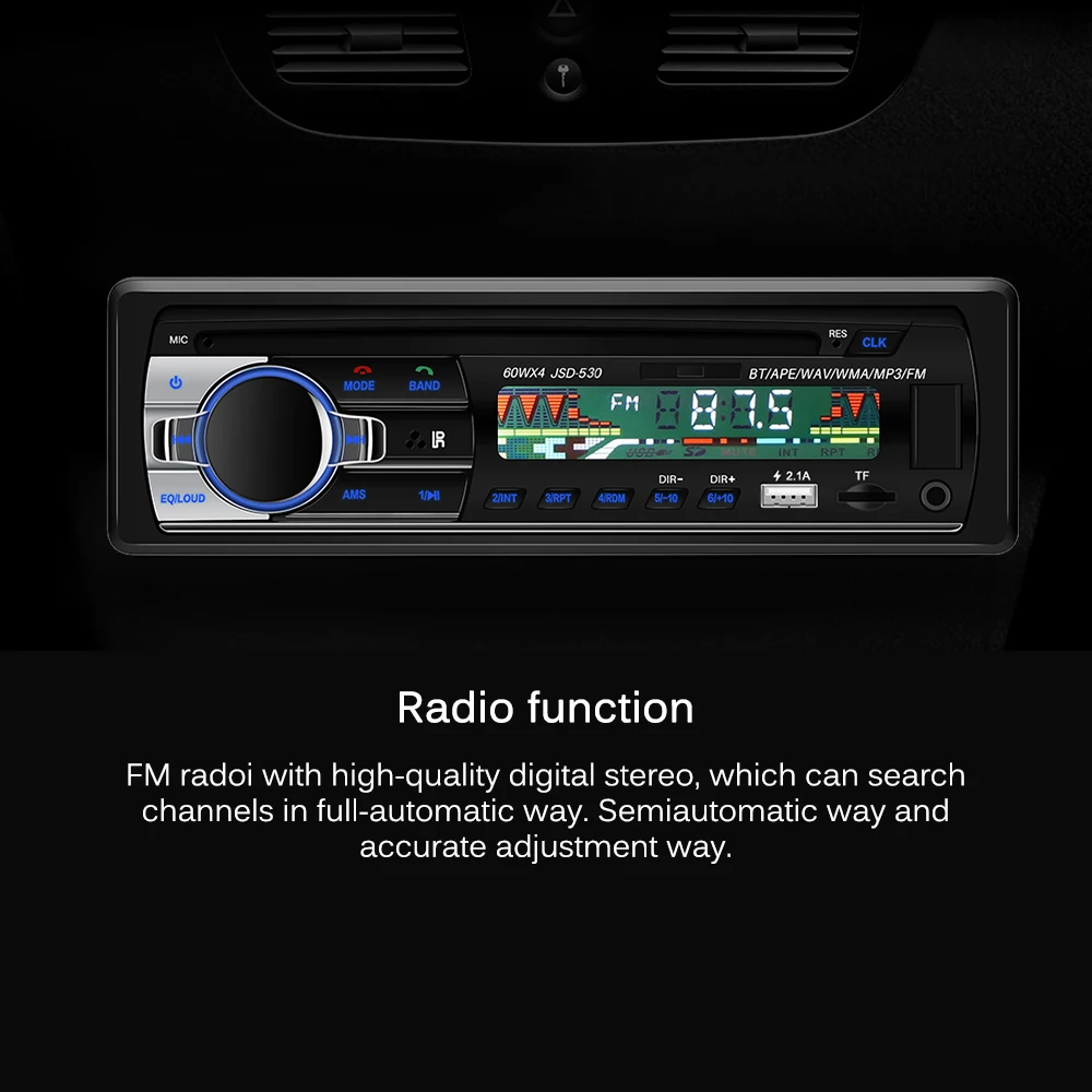 Автомобильный медиаплеер с ЖК-дисплеем 12 В 4*60 Вт Bluetooth FM-радио Aux автомобильное