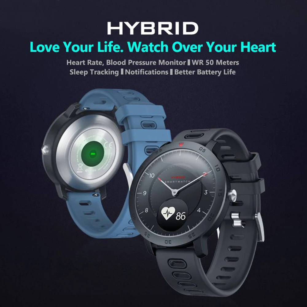 Zeblaze Hybrid 2 водонепроницаемые Смарт-часы монитор кровяного давления сердечного