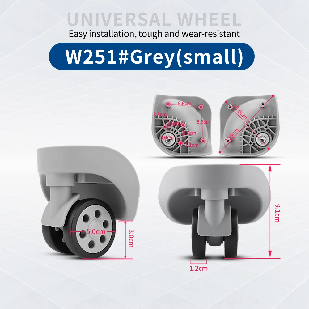 TANGYIPIN W251 Clothing Luggage Wheel Suitcase Travel Bags Repair Detachable Parts Portable Attachable Black Rubber Wheels