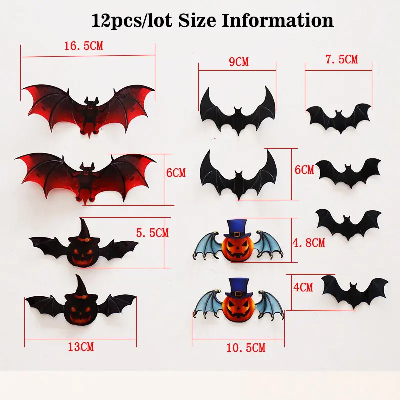 12 шт./лот 3D Хэллоуин Тыква яркие декоративные наклейки на стены вечерние
