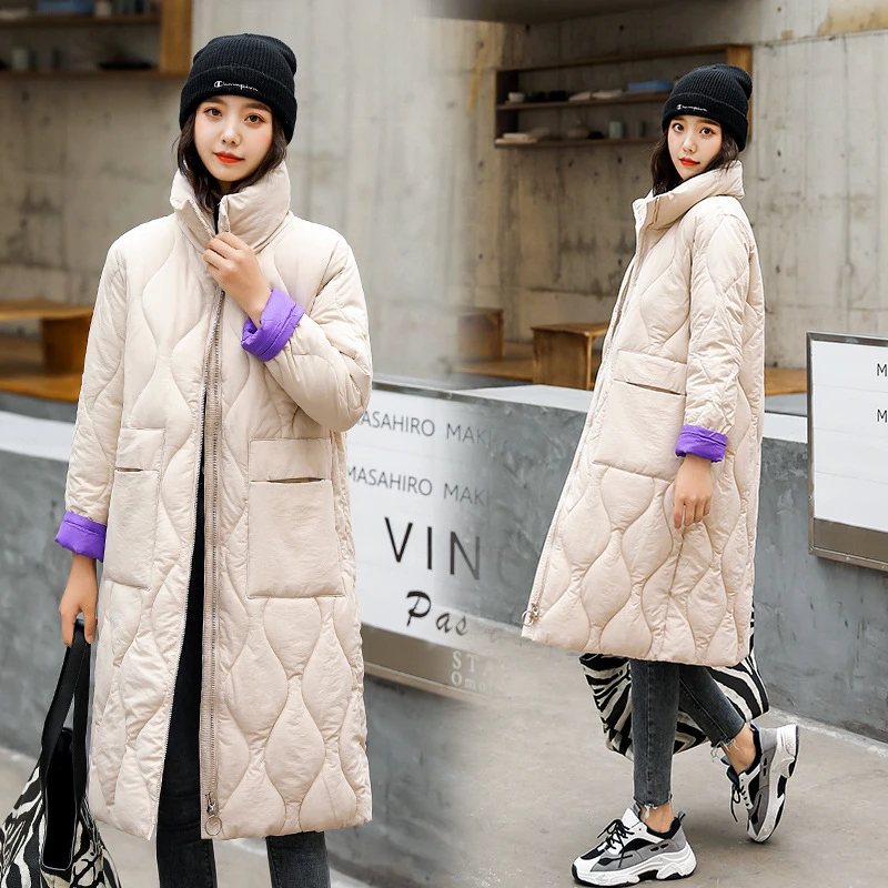 

Winter women coat woman mid-length loose-knee jacket new fashion stand-up collar office lady jacket woman parkas kobieta kurtka