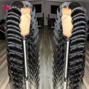 Парик плотности на сетке 180, парик с глубокой волной, предварительно выщипанные перуанские парики на сетке спереди из человеческих волос, парик на сетке спереди 4x4, длинный парик 30 дюймов