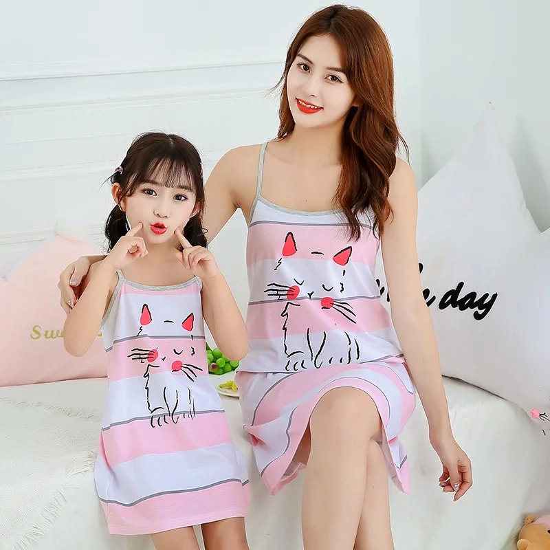 

2021 Summer Pijamas Kids Girls Nightdress Clothes Cartoon Nightgown Children Clothing Suspender Pajamas Dress Kids Homewear