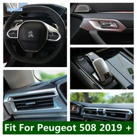 steering wheel frame gear shift panel window lift button cover trim matte interior accessories for peugeot 508 2019 2022