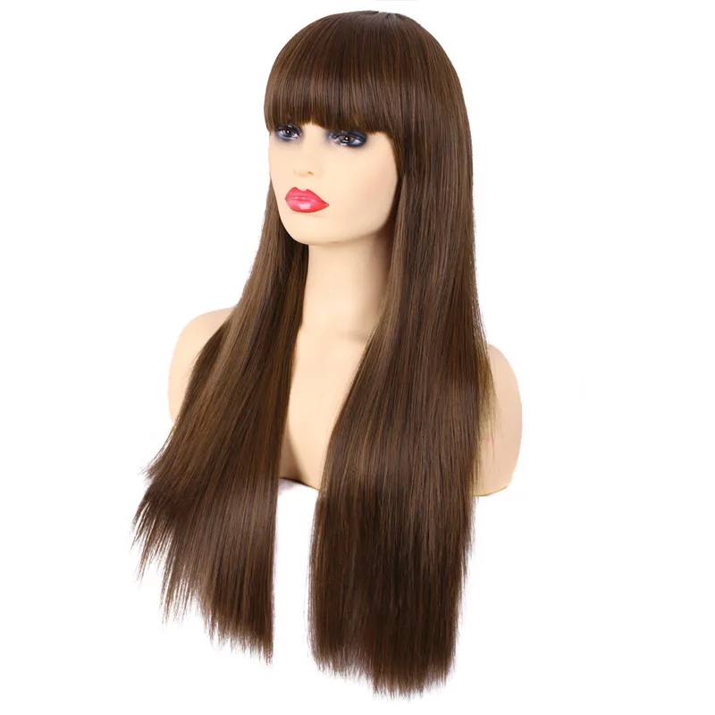 MapofBeauty термостойкие длинные прямые синтетические коричневые волосы парик костюм