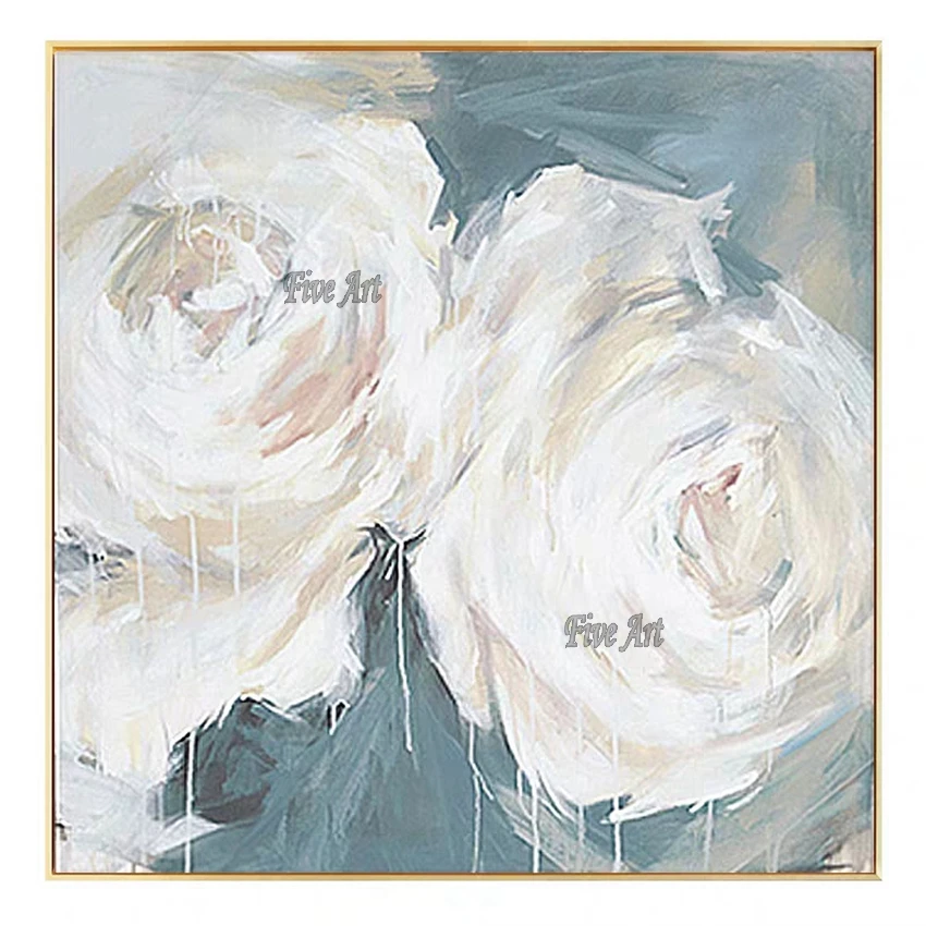 

White Rose Painting Abstract Art Canvas Painting Wall Art For Living Room Bedroom Modern Decorative Pictures Home Decoration