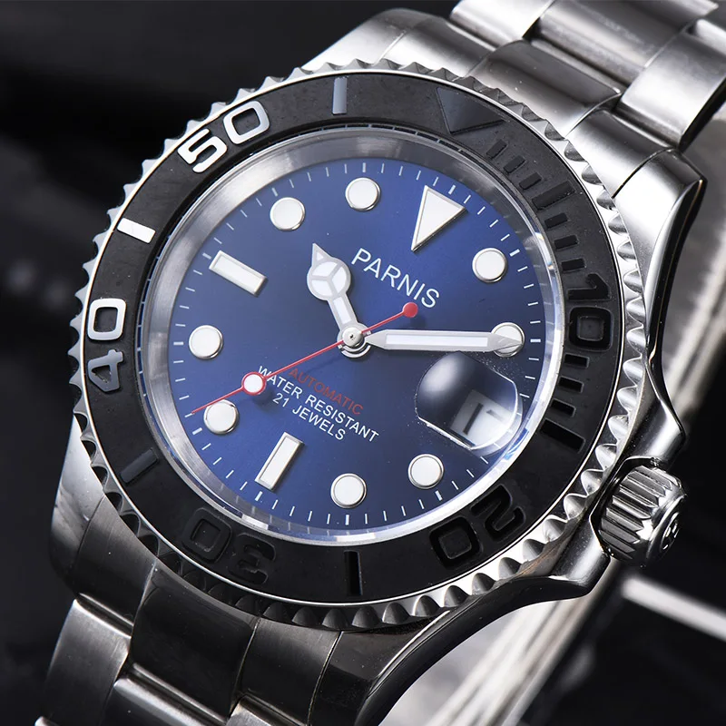Parnis 40 мм автоматические мужские часы Miyota 8215 механические Sapphire mekanik erkek kol saati reloj