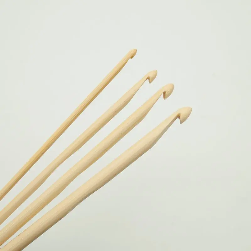 

4pcs 4 Size Bamboo Wooden Crochet Hook Set DIY Knitting Needle Handle Weave Yarn