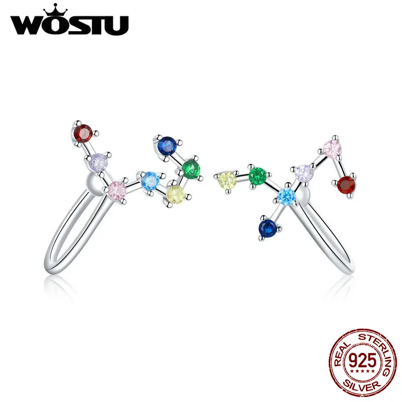 WOSTU Настоящее 925 стерлингового серебра Стар трек узор серьги-гвоздики в виде