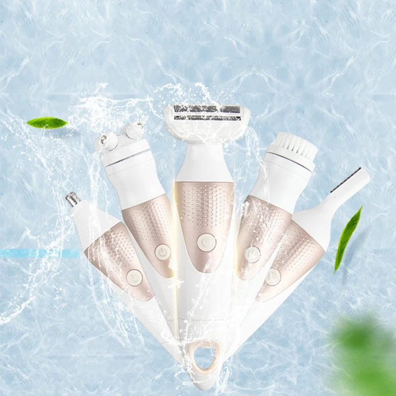 

Electric Shaver, Cordless Rechargeable Epilator with Razor Head, Facial Cleansing Brush, for Woman Body, Leg, Bikini