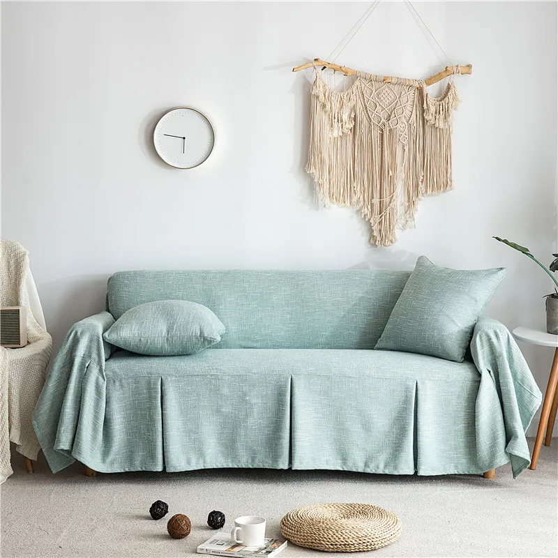 

Pure Color cotton and linen sofa towel Fabric sofa cover Universal sofa towel for living room Flexible sofa cover 1-4 seats
