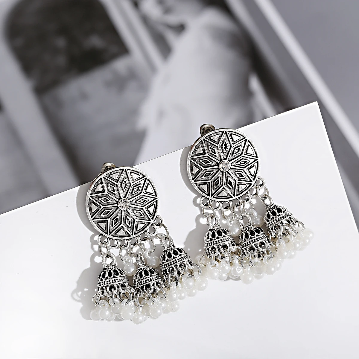 Женские серьги-колокольчики Jhumka индийские украшения жемчужные серьги для