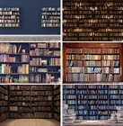 Фон для фотосъемки с изображением старых книжных полок библиотеки детских портретов в стиле ретро