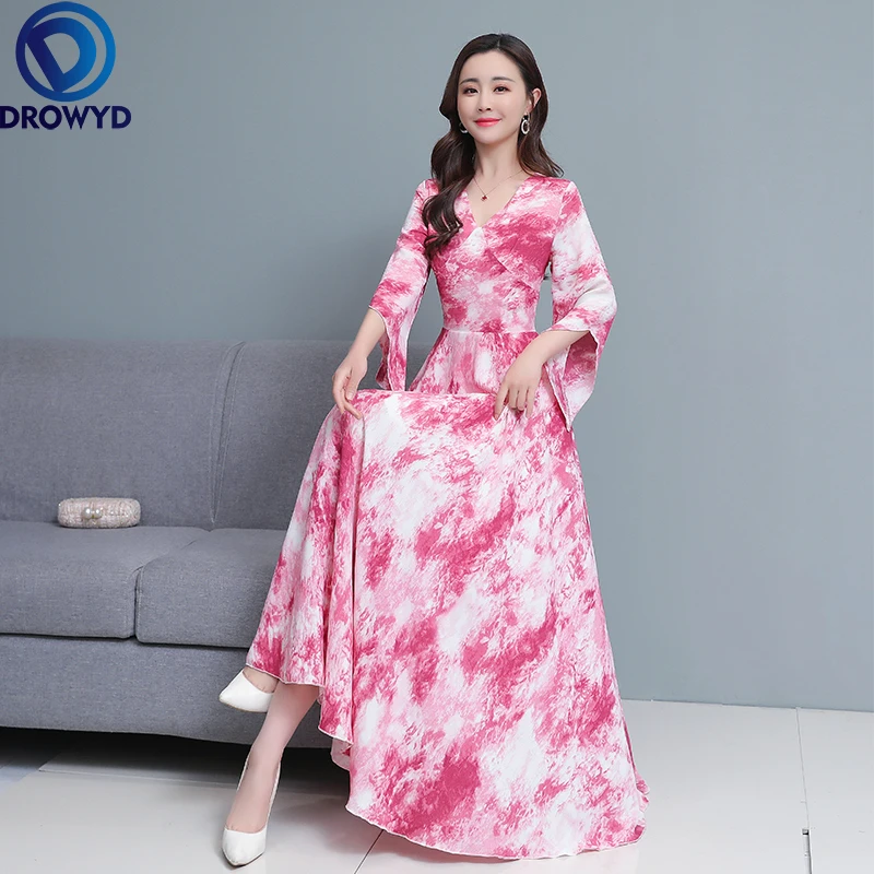 

2021 Летняя мода Цветочный принт для девочек детское платье А-Силуэт платье элегантное женское Платье макси с v-образным вырезом и коротким ру...