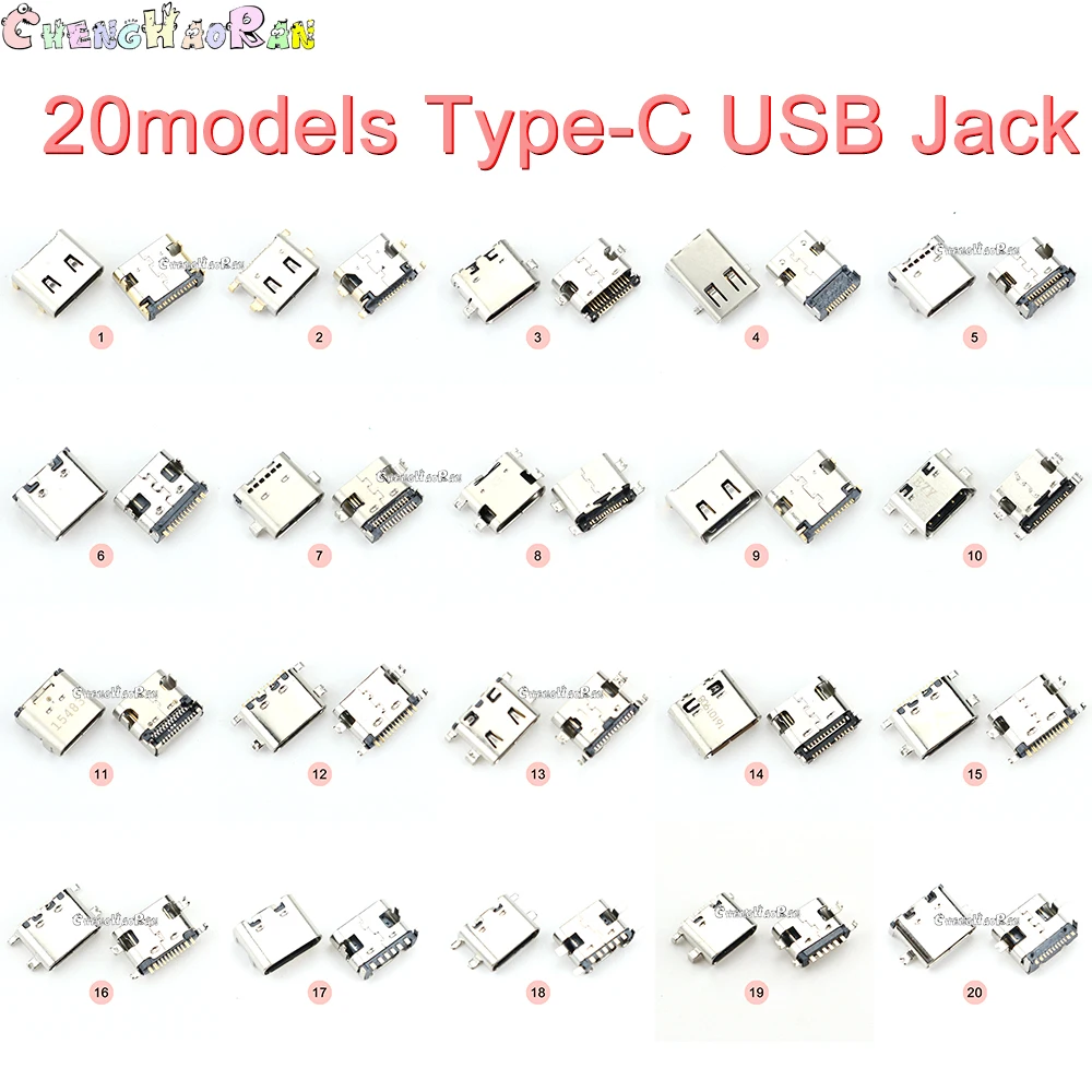 20 моделей 40 шт. 100 гнездовой разъем Micro Usb 3.1 Type-C 24 контакта 12p 6p Женский Разъем для