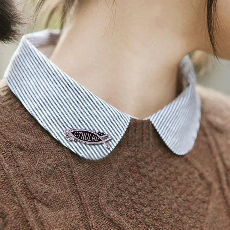 Эмалированная брошь Cthulhu в виде рыбы с пародией Кристиан митоса коллекция Lovecraft