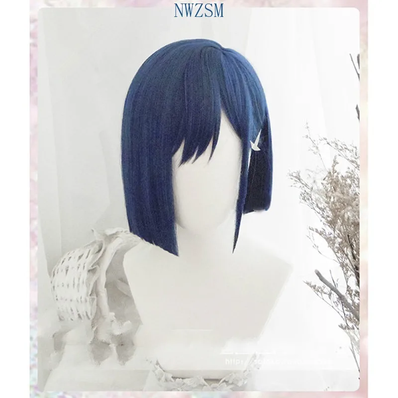 Парик для косплея Ичиго DARLING in the FRANXX 015 с короткими синими синтетическими