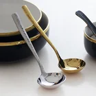 Ложка для супа из нержавеющей стали, столовая посуда, аксессуар для кухни, большой ковш золотого и серебряного цвета с ручкой