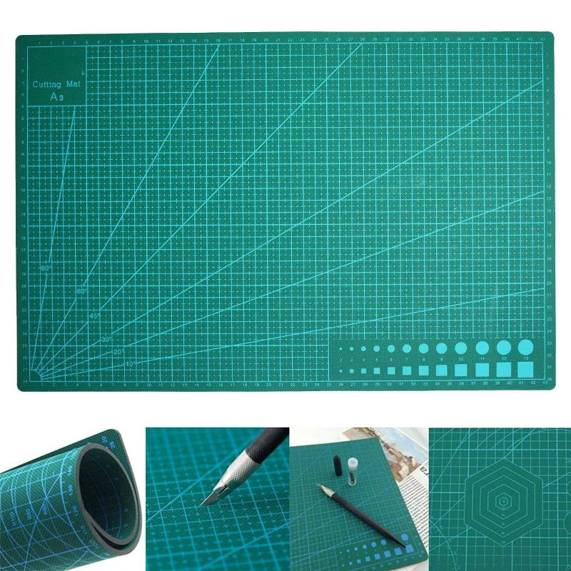A3/4PVC кожаный режущий коврик Gridlines Двусторонняя самовосстанавливающаяся