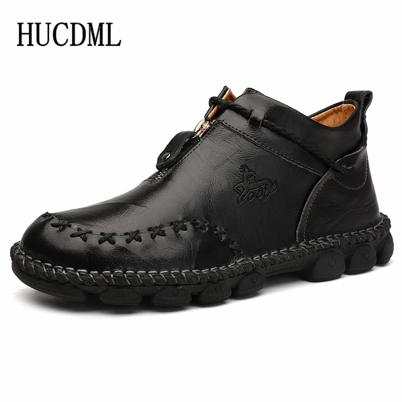 Мужские высокие ботинки из натуральной кожи высокого качества мужские лоферы