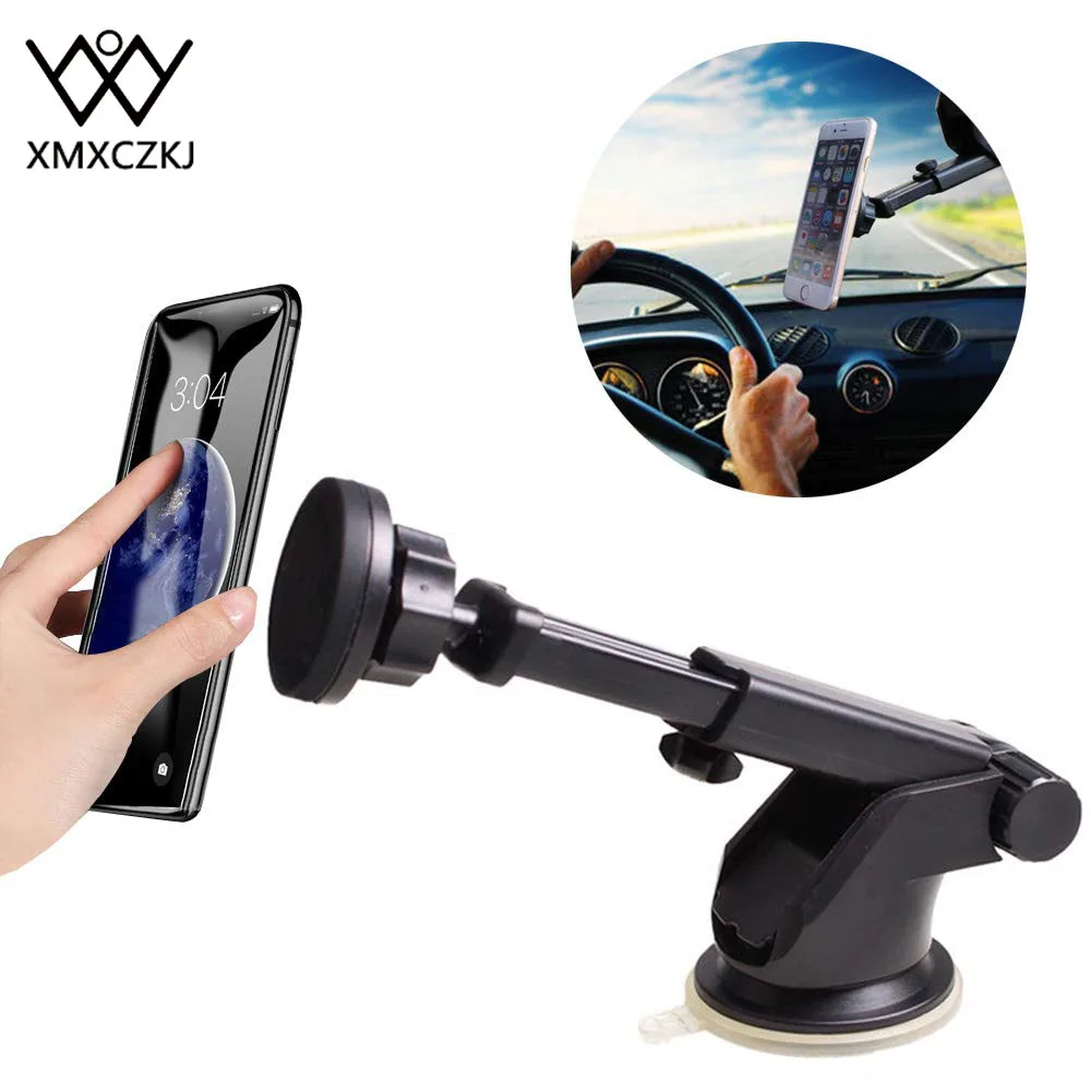 

XMXCZKJ Magnetic Car Phone Holder For iPhone Xs Max X Telescopic Suction Cup Car Dashboard Mount Cell Mobile Phone Holder Stand