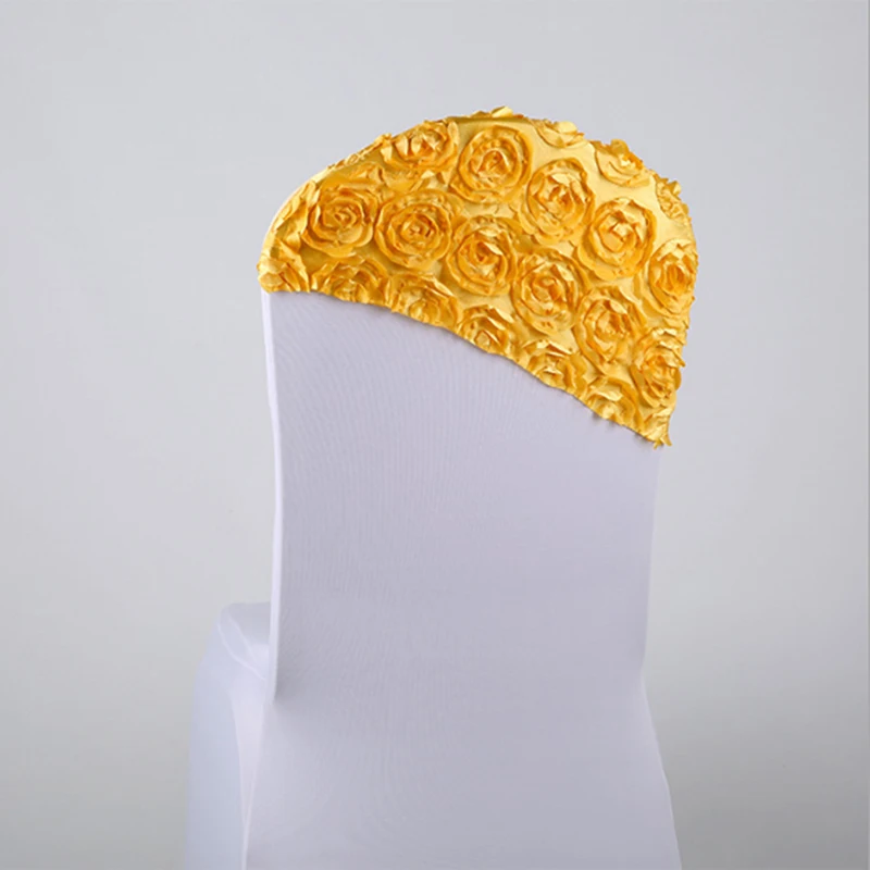 Rosette Chair 5 Colours For Luxury Weddings Fit All Chairs Polyester Embroider Satin Cap Cover | Дом и сад