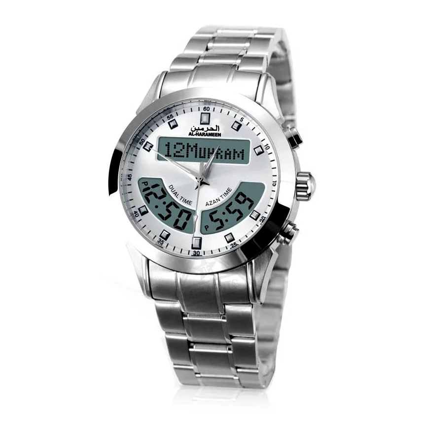Мусульманские кварцевые часы с Athan Time для молитвы Adhan наручные двойным дисплеем