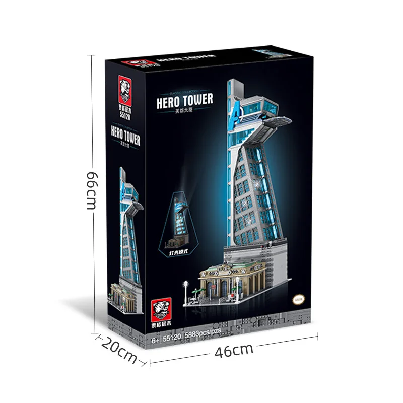 

New 87CM 5883PCS UPGRAD 8 Floors Iron Heroes Thanos Captian Thor Stark Man Tower Building Block Bricks Toys Kids Christmas Gifts