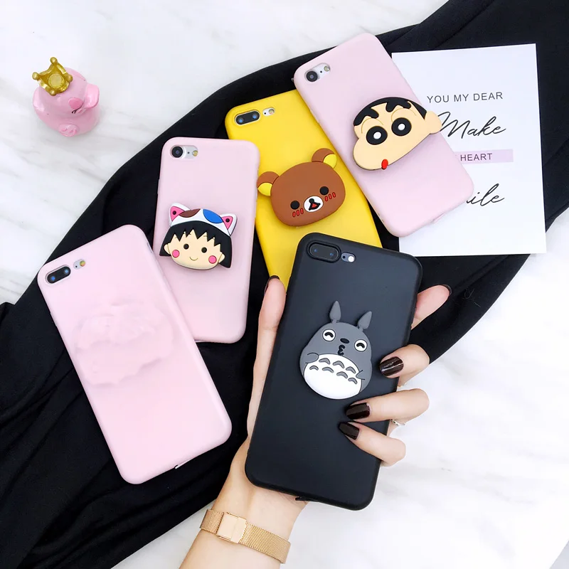 Rilakkuma Тоторо кольцо стенд сцепление чехол для iPhone 12 11 7 8 Plus Xs XR MAX крышка Samsung A51 71 S9