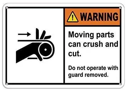

Crysss Warnzeichen Warnung Moving Teile Zerquetschen und Cut Bedienen mit SchutzZeichen Business Zeichen 8X12