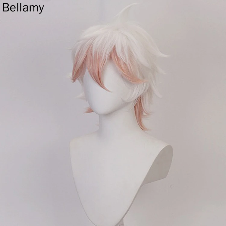 Аниме Данганронпа: Первый удар веселья Комаэда Нагито косплейная прическа Белый градиент пламени парик + шапочка для парика.