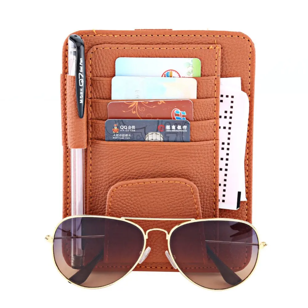 Карманный органайзер на автомобильный козырек сумка держатель для карт очки