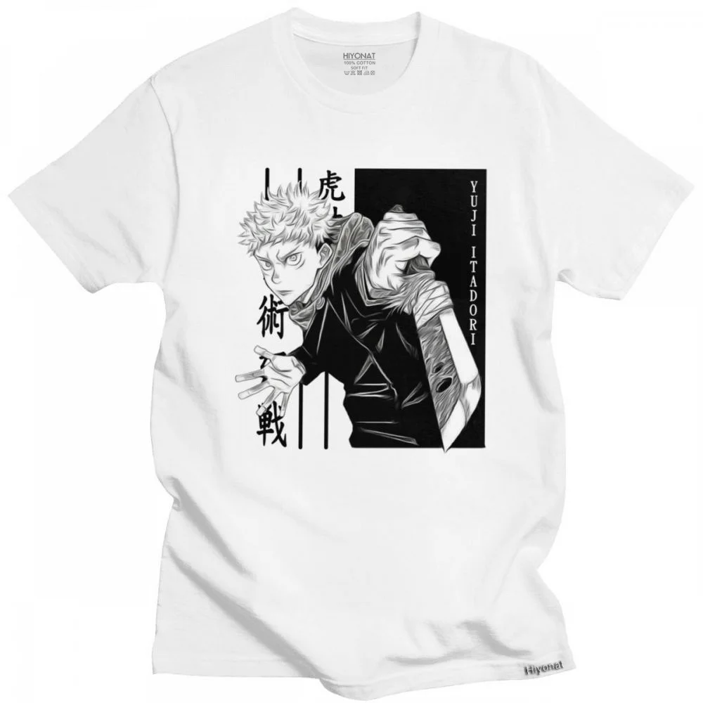 

Cool Yuji Itadori Anime Tee Shirt Homme Soft Cotton Manga Jujutsu Kaisen Tshirt Short-Sleeve Novelty Streetwear T-shirt Merch