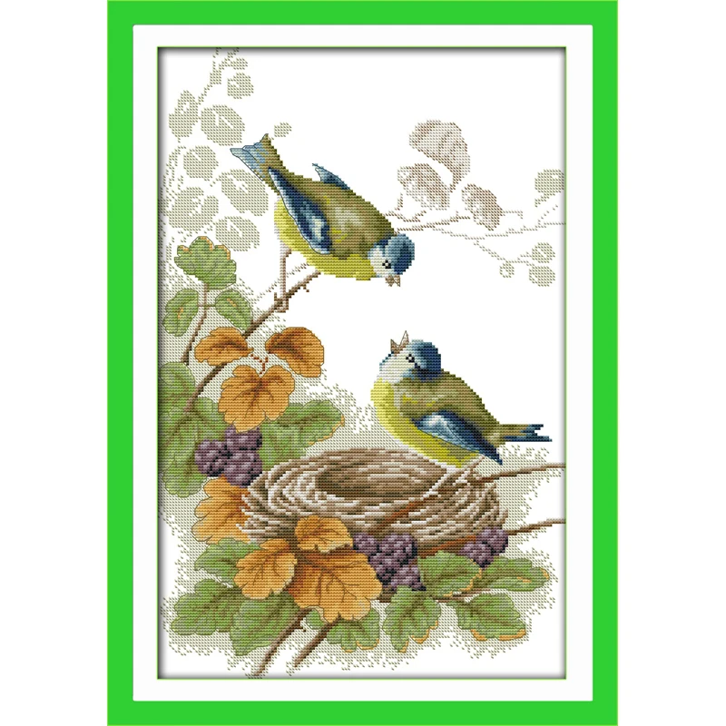 

Everlasting Love Spring Birds Chinese Cross Stitch Kits Ecological Cotton Stamped 14CT 11CT DIY Gift Wedding Decoration For Home