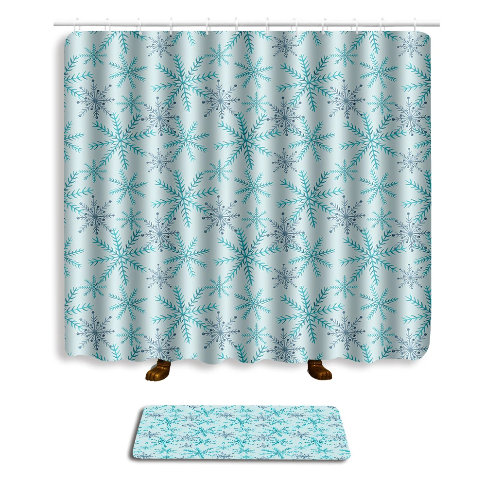 

Zeegle 2pcs Toilet Rug Set Bath Mat with Shower Curtain Non-slip Foot Mat Toilet Floor Rug Waterproof Shower Curtain with Hooks