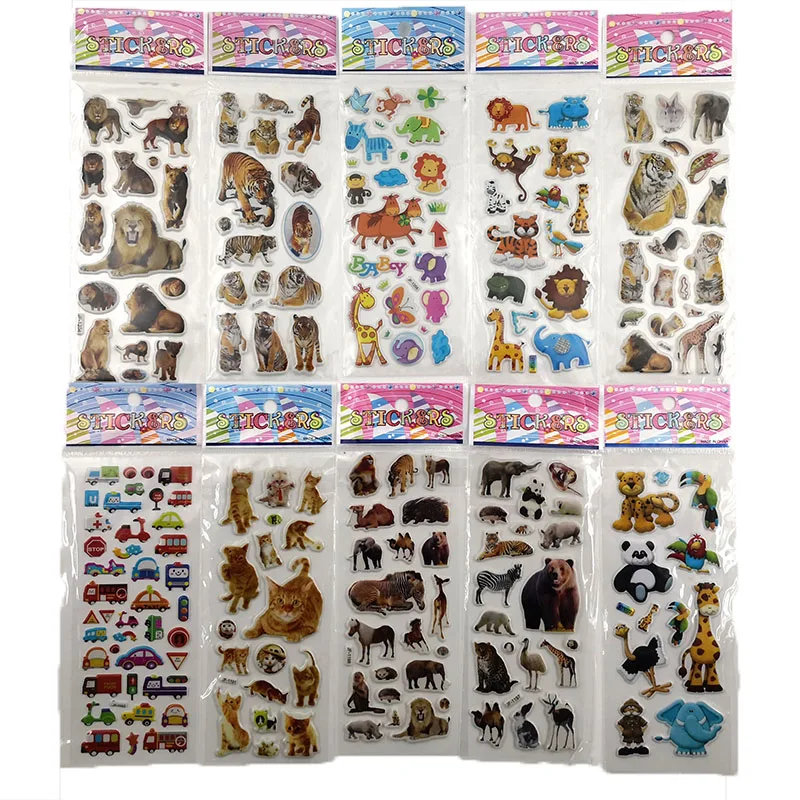 10 листов разных мультяшных 3d-наклеек игрушки наклейки забавная игрушка для детей