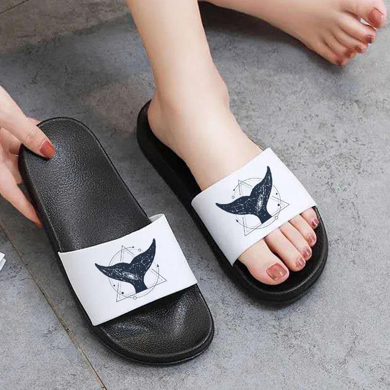 

2021 Women Slippers Mountain whale Graphics Printed Female Casual Slippers Beach Shoes Slippers sandals femme mujer