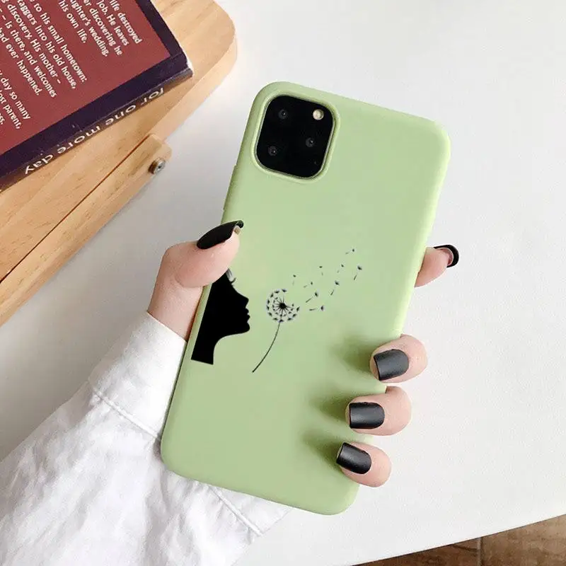 

Dandelion Simple flower Phone Case Candy Color for iPhone 6 7 8 11 12 s mini pro X XS XR MAX Plus