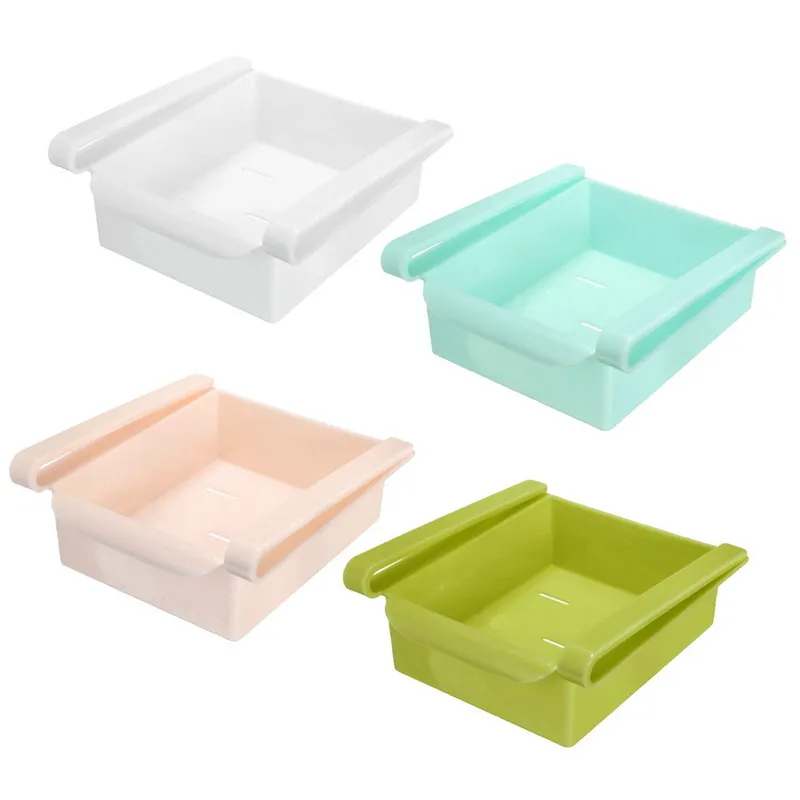 

Mini ABS Slide Kitchen Fridge Freezer Space Saver Organization Food Fruit Storage Box Rack Bathroom Shelf Organizer Holder