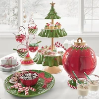 2 story christmas tree snack stand new year christmas buffet cake stand dessert snack display service plate stand party decorati
