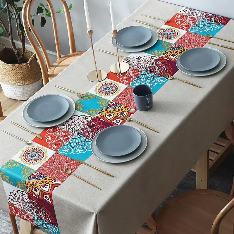 

Polyester Cotton Tablecloth Print Color Pink Wedding Birthday Party Tablecloth Cover Rectangular Tablecloth PVC Waterproof