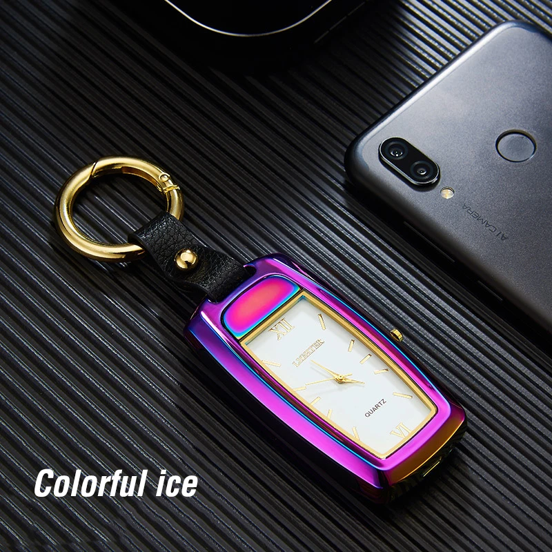 Colorful Watch Многофункциональный USB электрическая сигаретная плазма дуговая зажигалка брелок светодиодный фонарик часы электронные зажигалки гаджеты для мужчин - Цвет: Colorful Watch