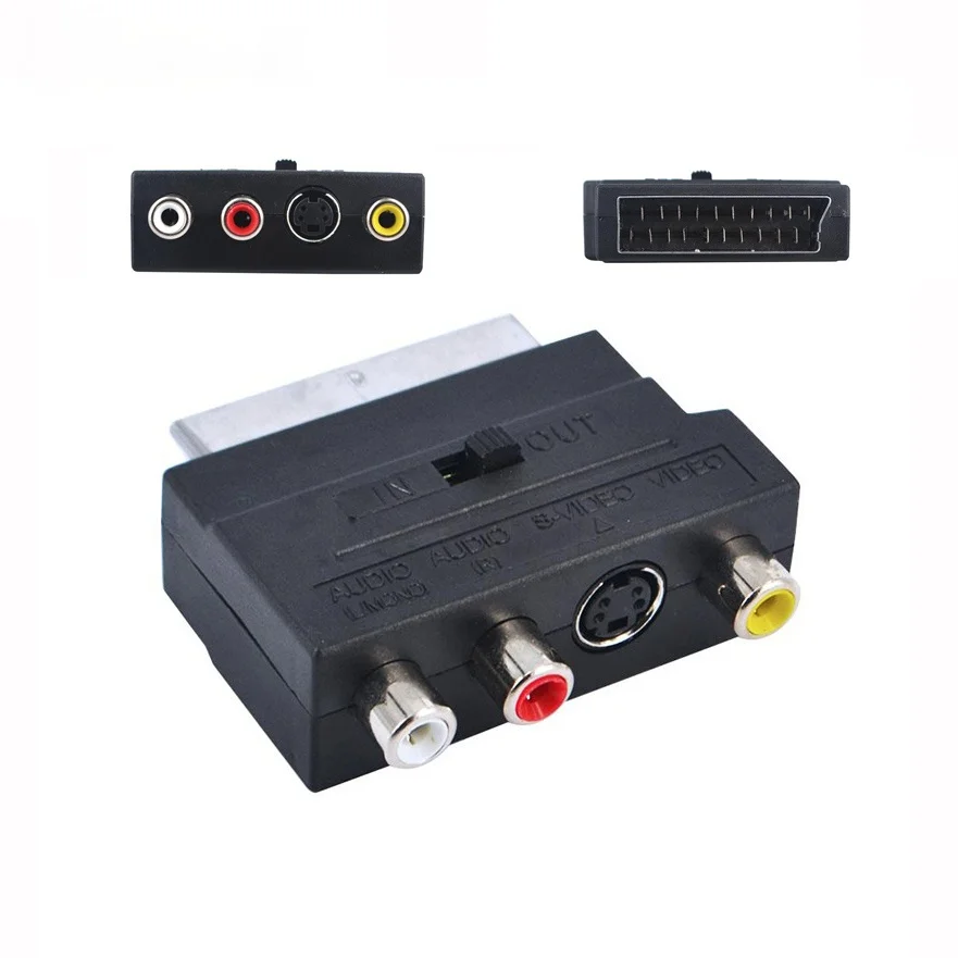RGB Scart до 3 RCA s видео адаптер Композитный SVHS AV ТВ аудио для DVD рекордер телевидение