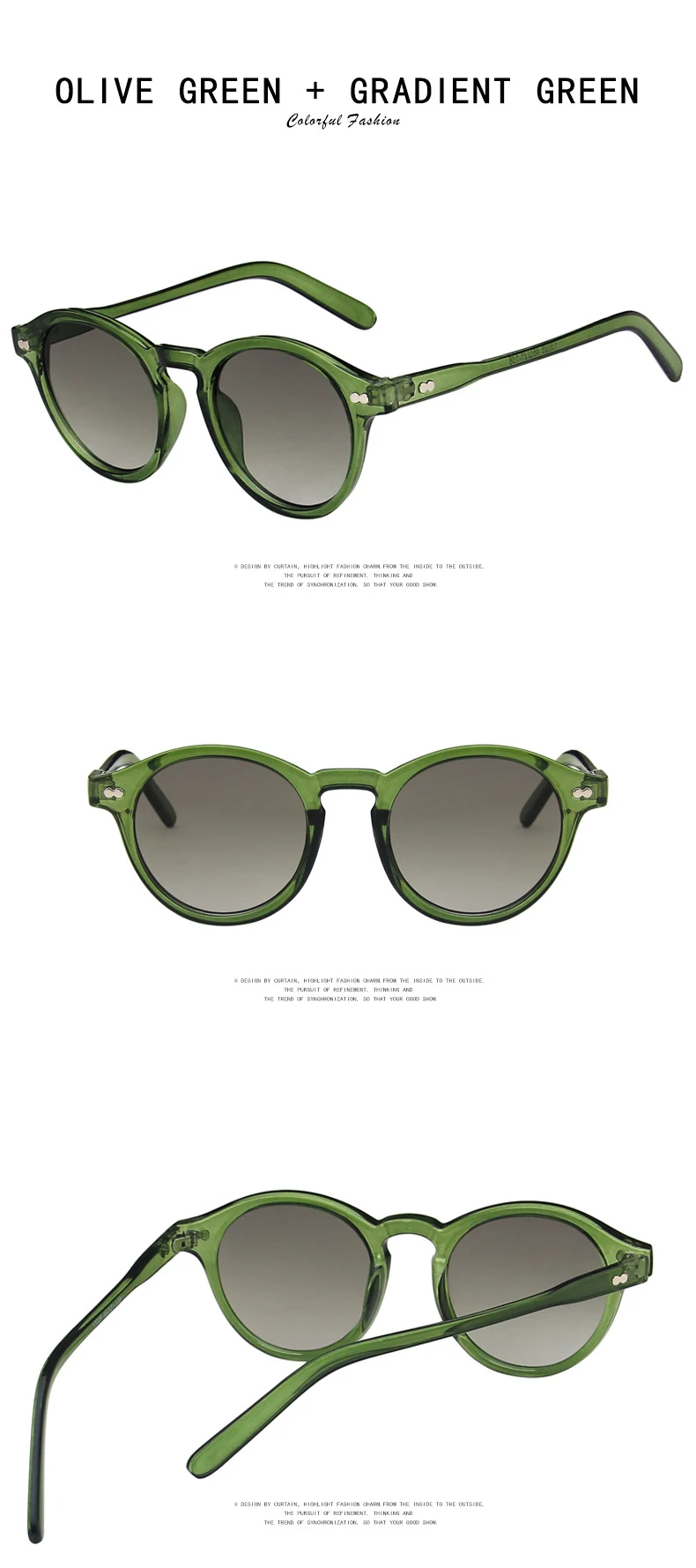 Oulylan Vintage Round Sunglasses Women Men Retro Green Sun Glasses Shades for Female Brand Designer All-match Eyewear UV400 best sunglasses for big nose