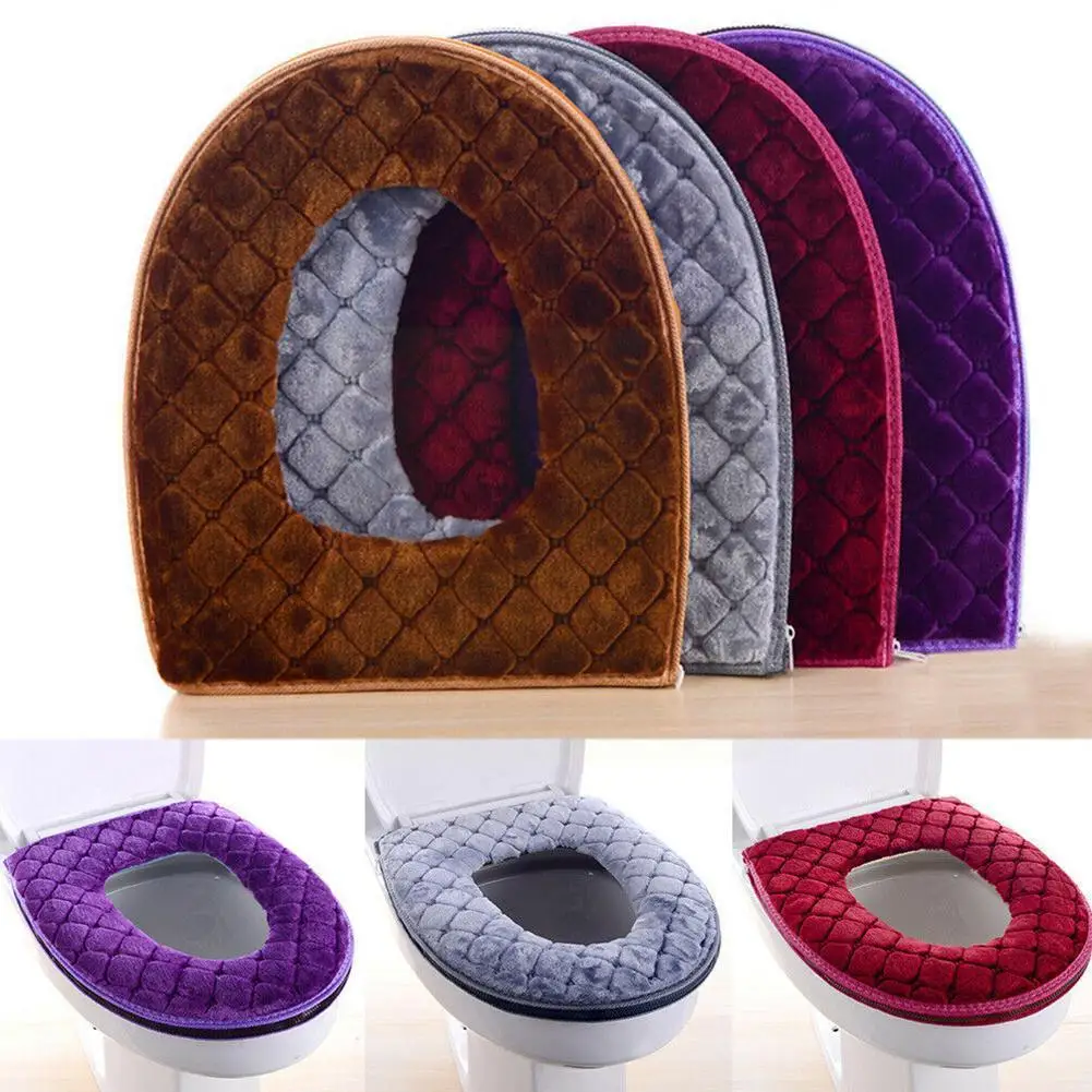 

1pc Bathroom Filling Soft Thickened Pads Washable Toilet Toilet Winter Cushion Decor Cover Comfortable Mat Warmer U7t3