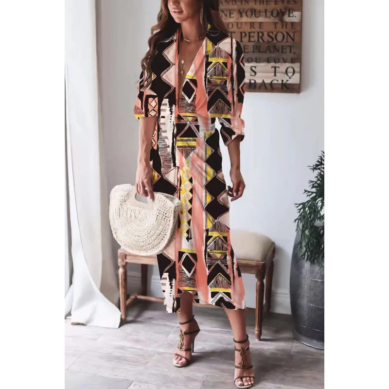 

Женское асимметричное длинное платье с V-образным вырезом