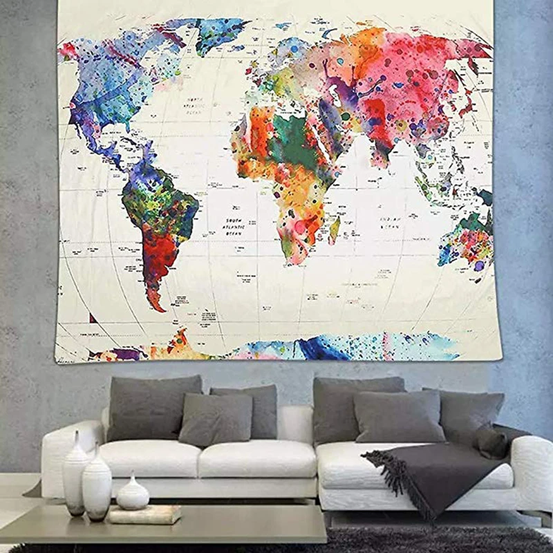 

Wall-mounted Map Wall Stickers Tapestry Wall World Map Mural Nursery Art Decals Decorations Children Carpets Home Decoration